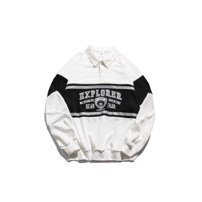 College Loose Couples Versatile Polo Collar Sweatshirt