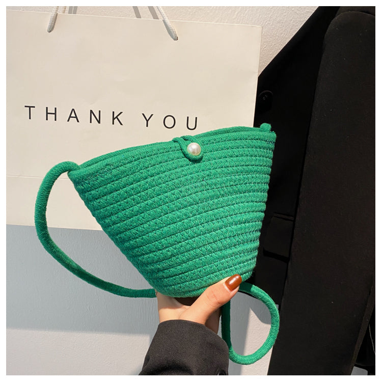 Women's Temperament Fashion Cotton Thread Woven Bag