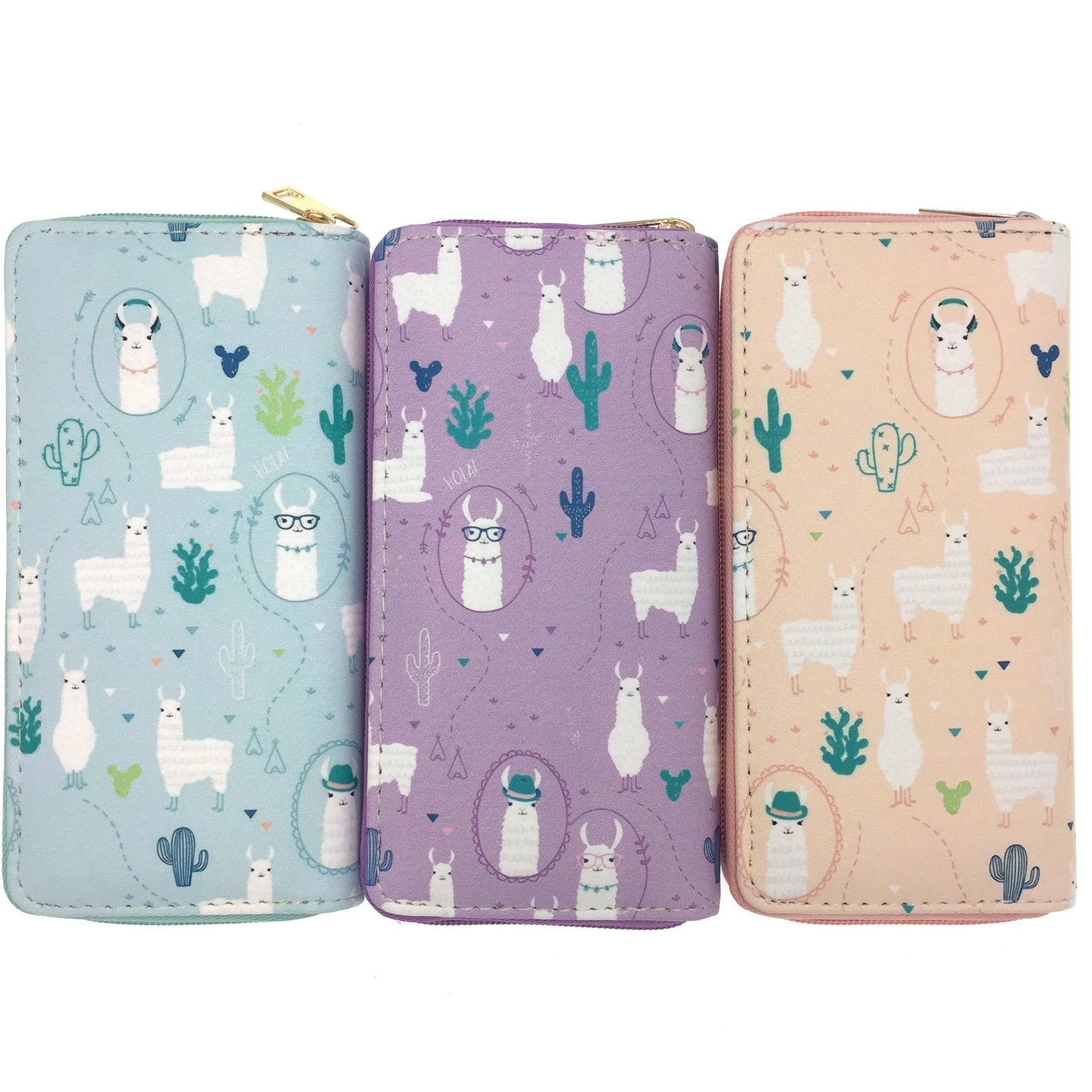 European And American Style Cactus Alpaca PU Wallet Women Student Long Zipper Bag