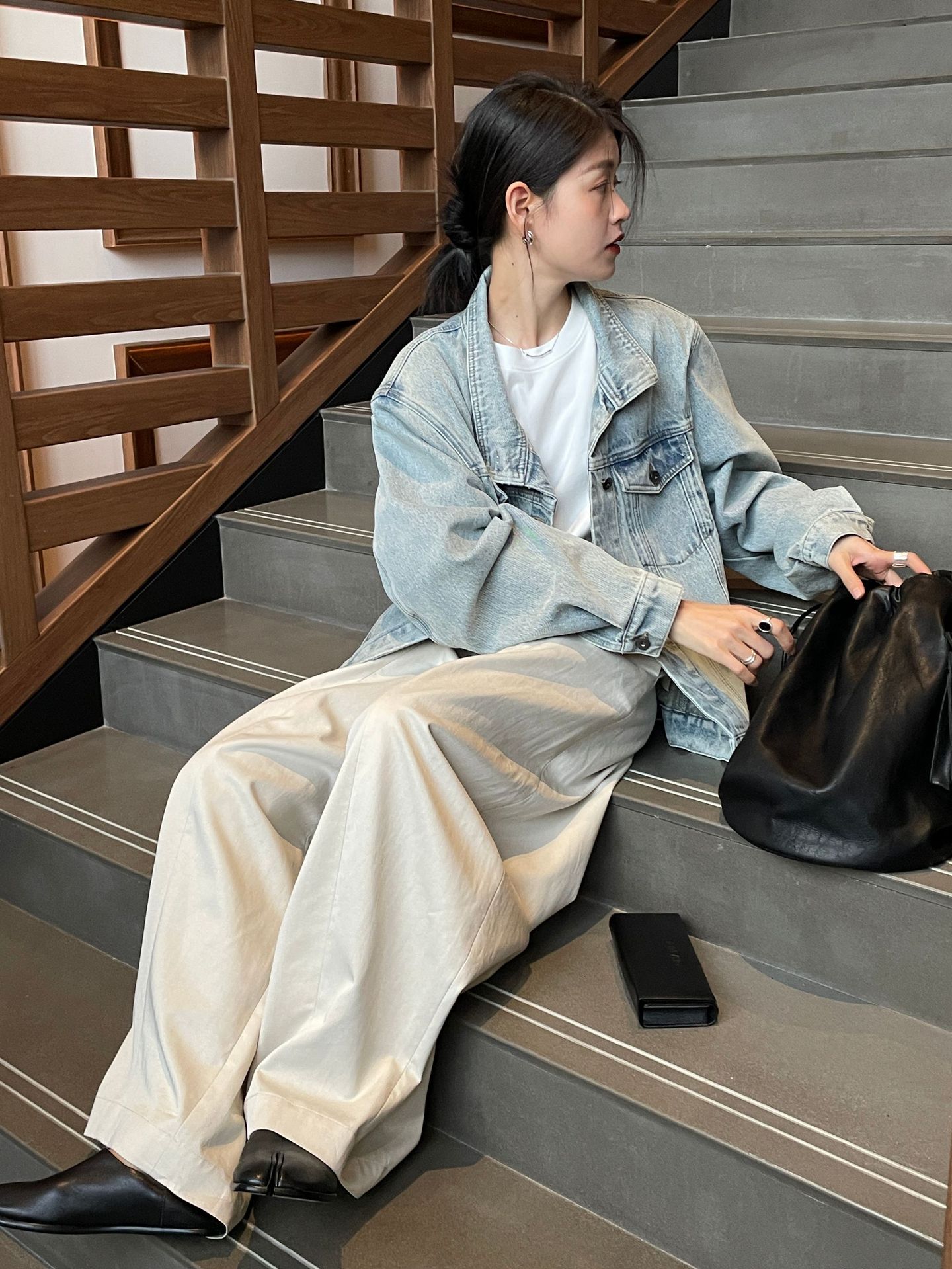 Loose All-match High Waist Commuter Straight-leg Trousers