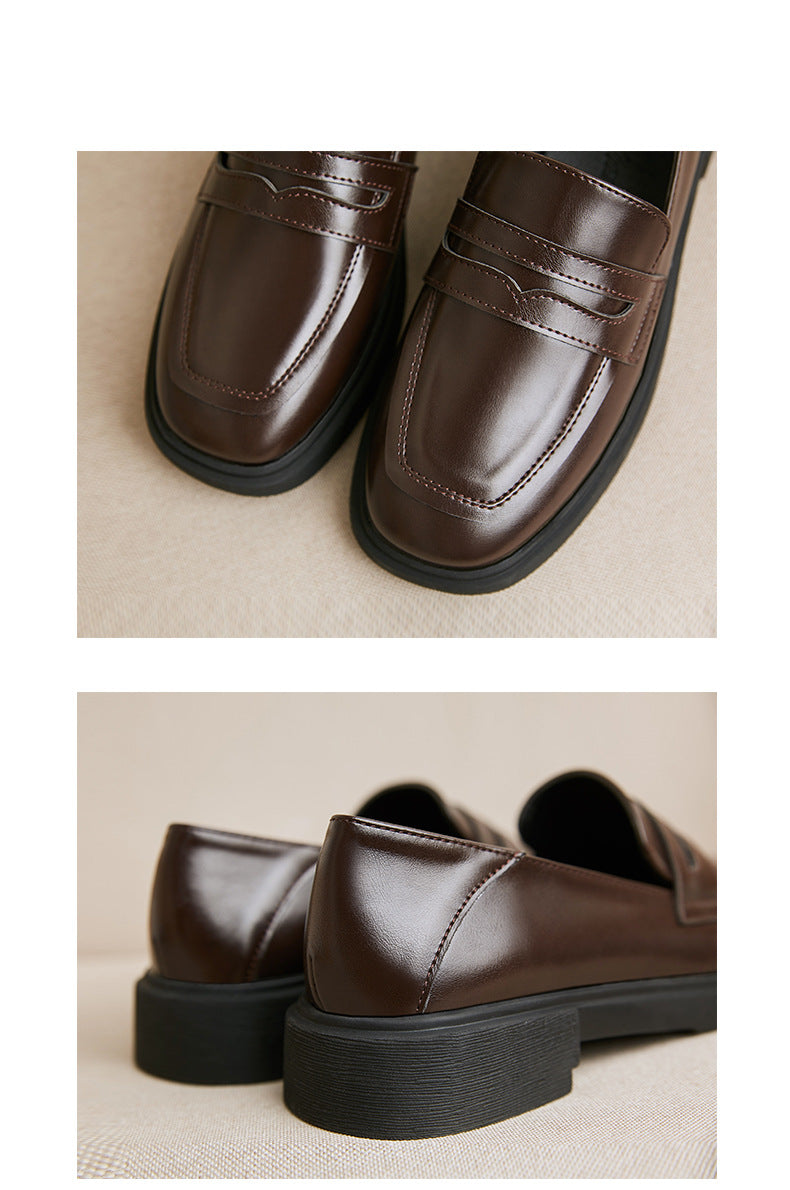 Small Leather Women's Microfiber Leather Casual Single Shoes Mid-heel
