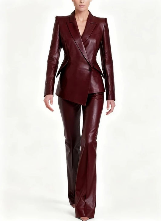 Burgundy Leather 2-Piece Suit