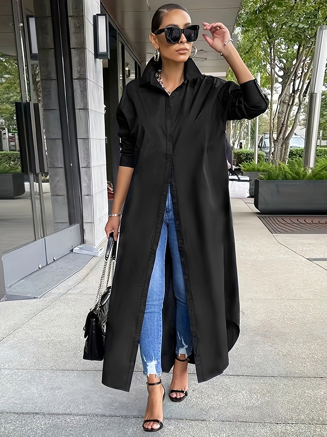 Solid Color Loose Long Sleeves Extra Large Size