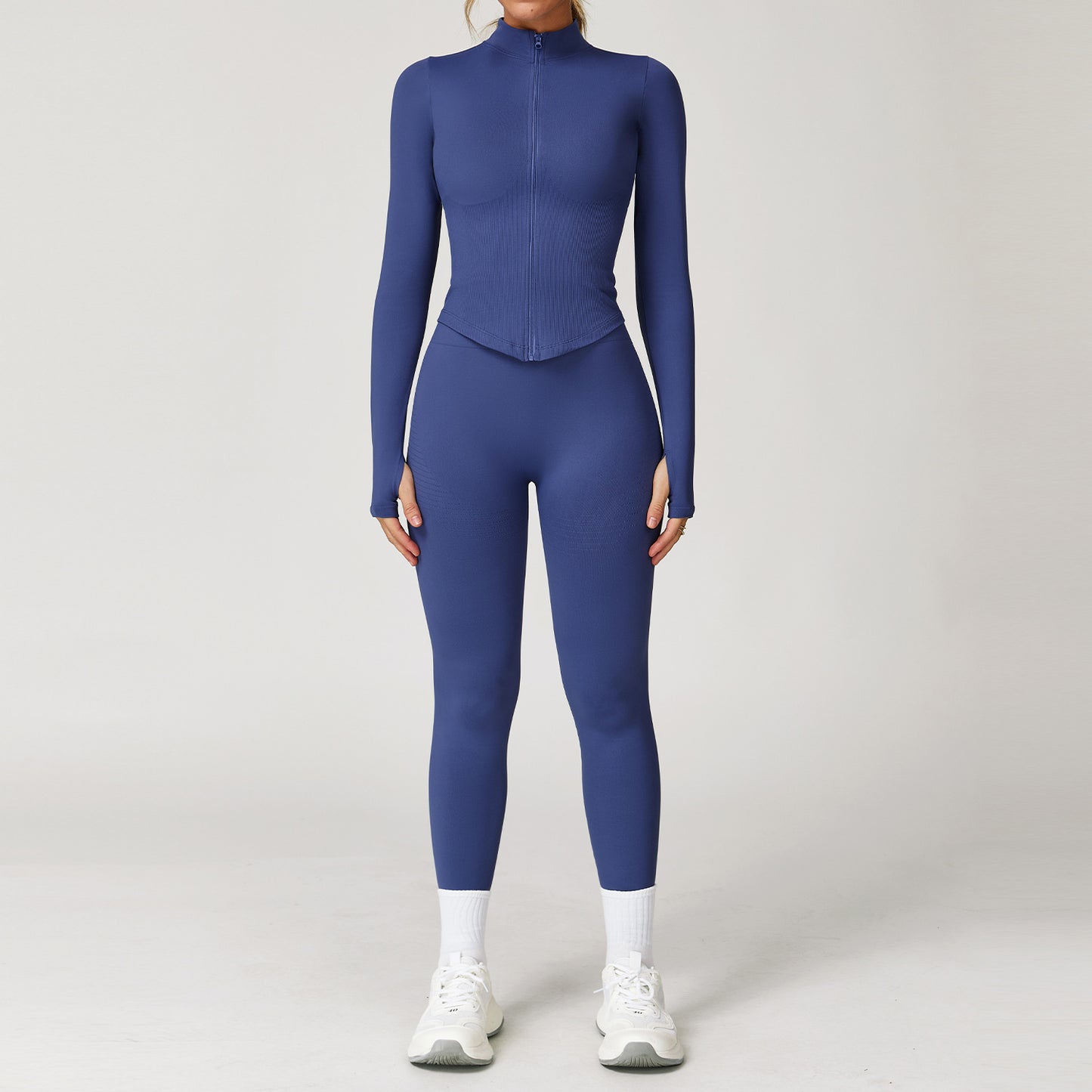 Seamless I-shaped Back-enhancing Workout Set For Women With Ribbed Waist-cinching Design