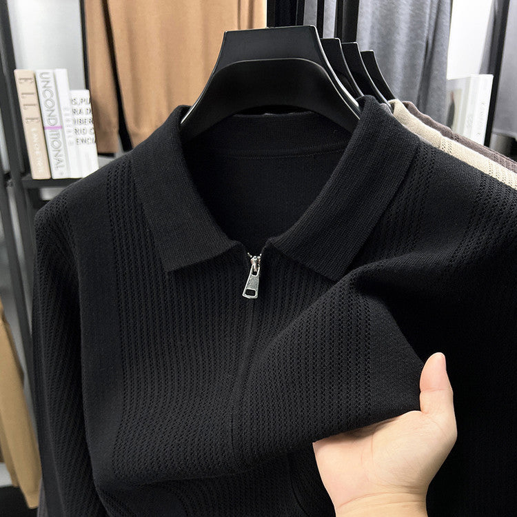 Knitted Shirt Coat Men's Zipper Cardigan