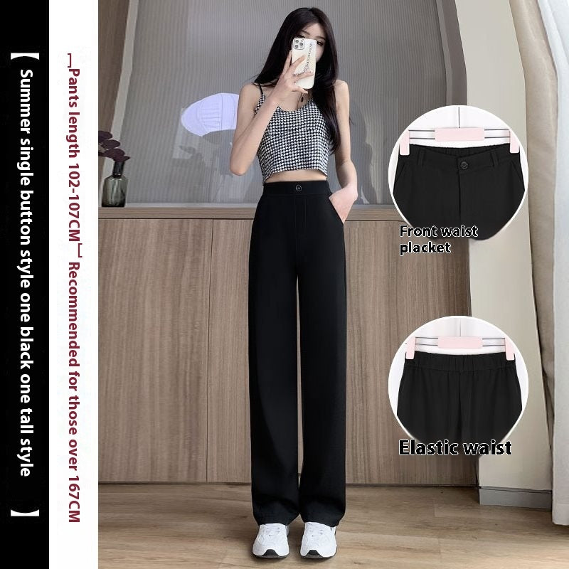 Black Suit Pants Women's Thin Drooping Straight Casual Pants