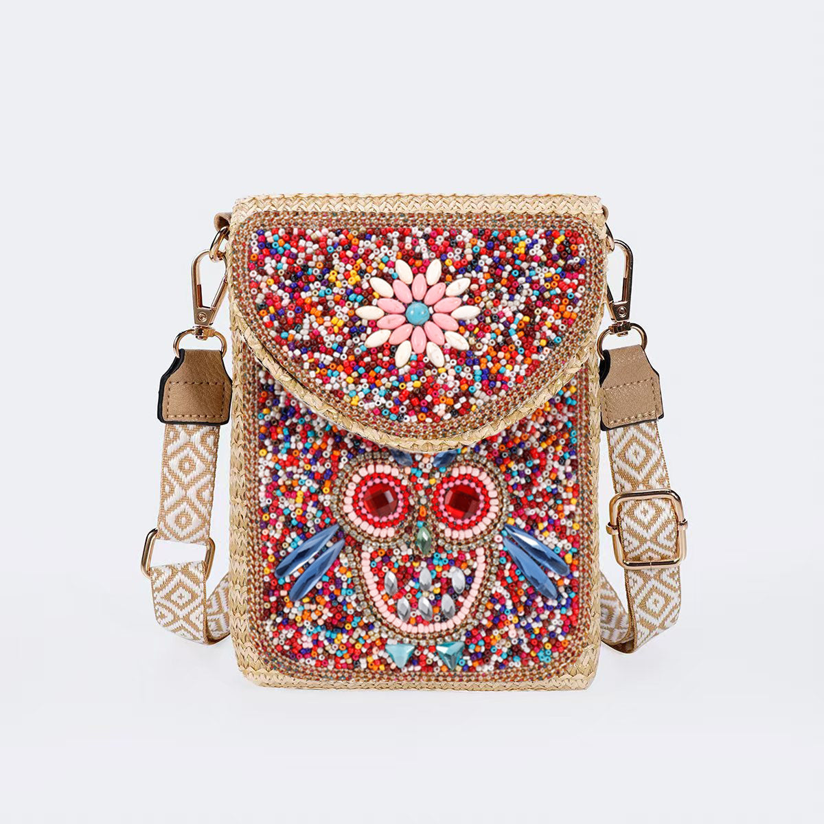 Rice Bead Bag Woven Women's Shoulder