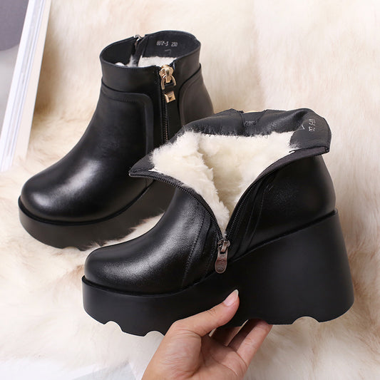 Short Tube Thickened Fur Warmth Women's Cotton Boots