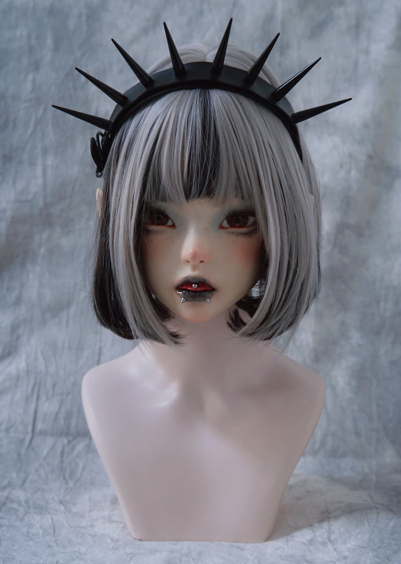 Dark Punk Handmade Imitation Leather Exaggerated Rivet Headband