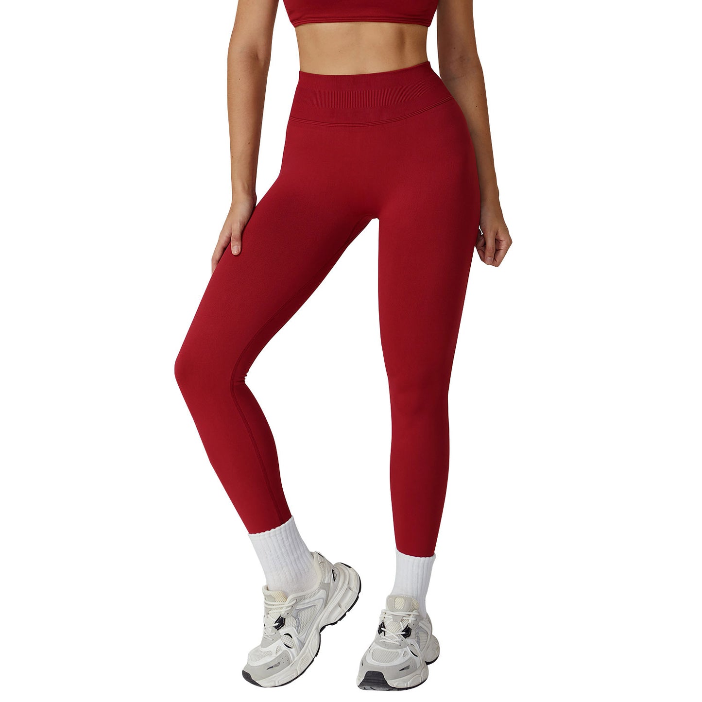 High Waist Pleated Seamless Tight Yoga Trousers