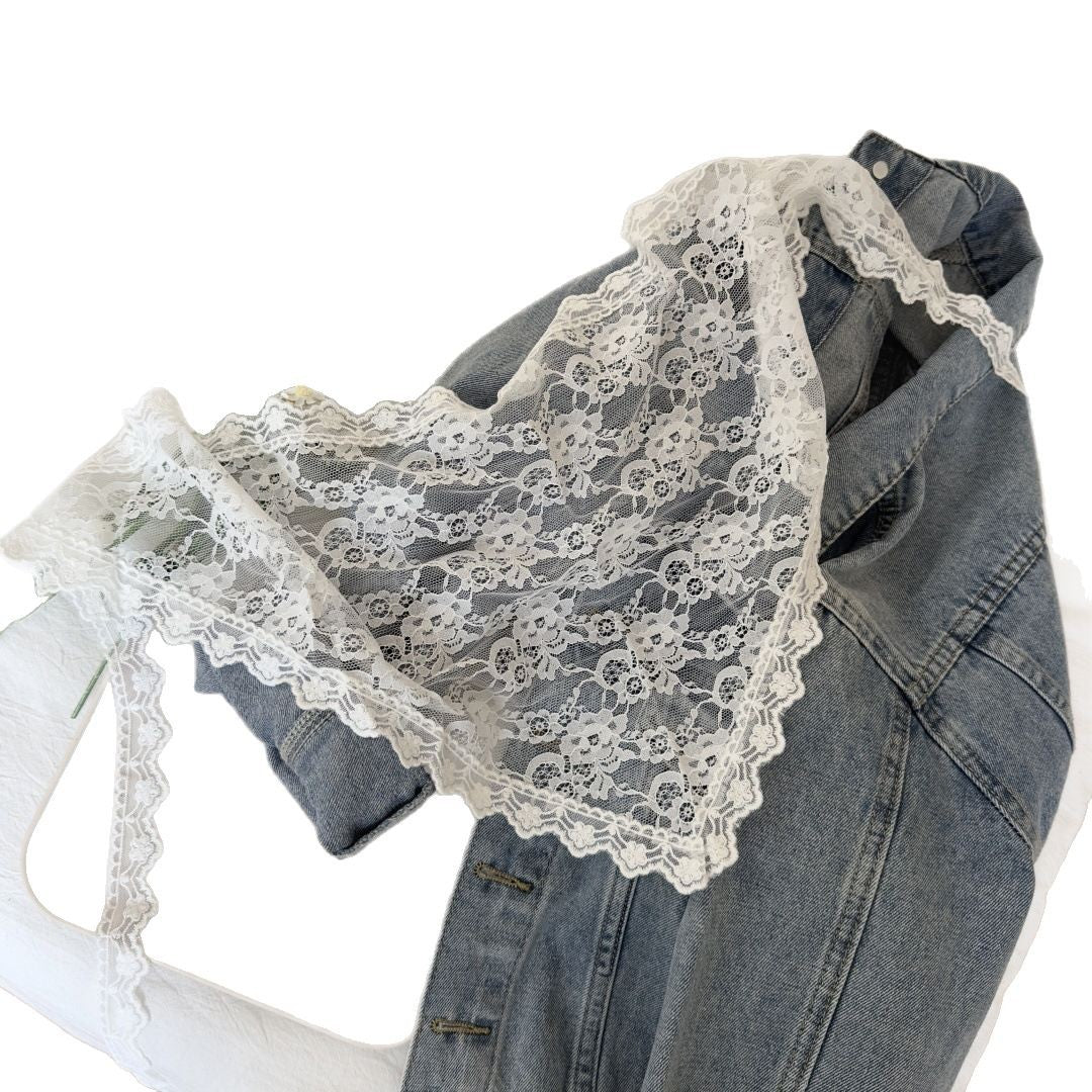 Korean-style Lace Patchwork Triangle Scarf Decorative Apron