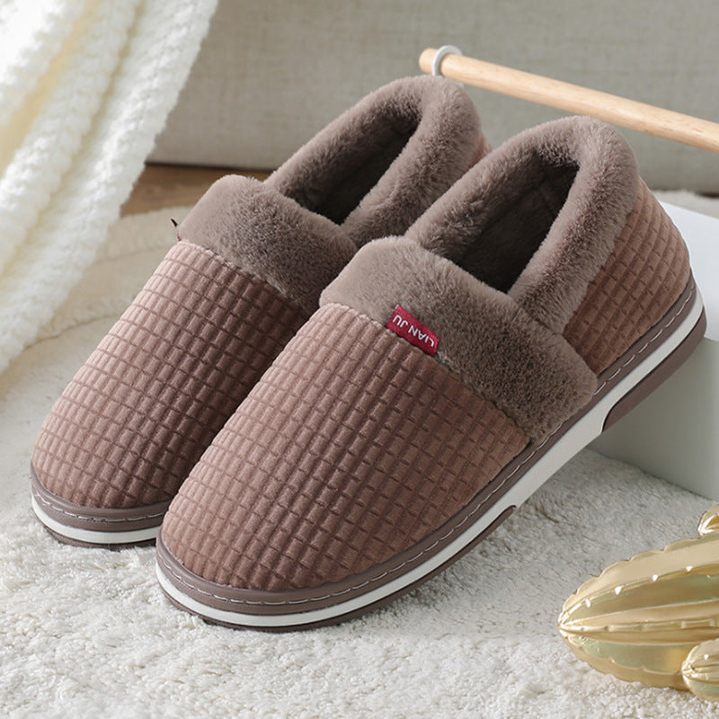 Large-size  Warm Thick-soled Flat-bottom Outer Wear Plus Fleece Cotton Shoes