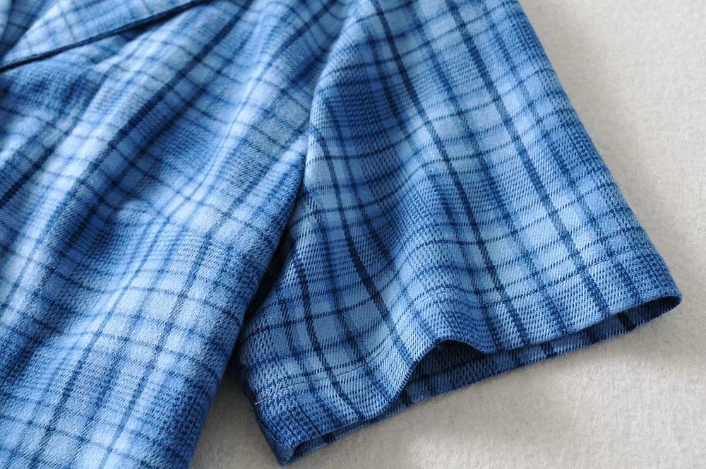 American Retro Loose Fitting Suit Collar Plaid Shirt