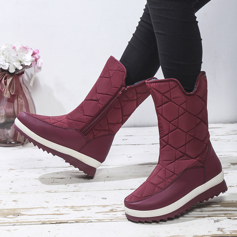 New Large Women's Snow Boots With Short Plush Inside