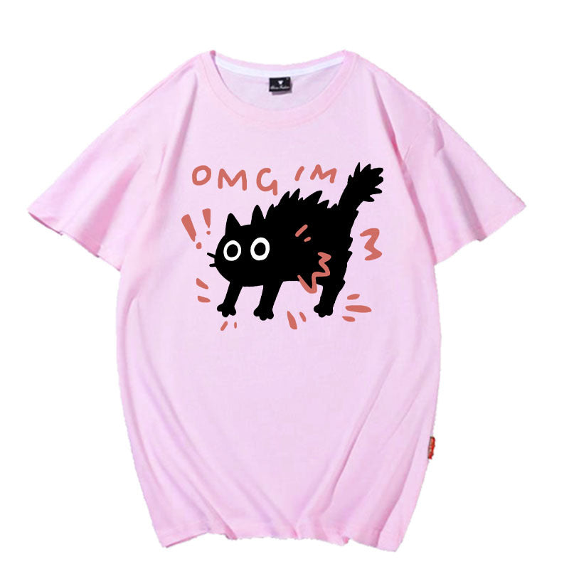 European And American Printed Short-sleeved Top