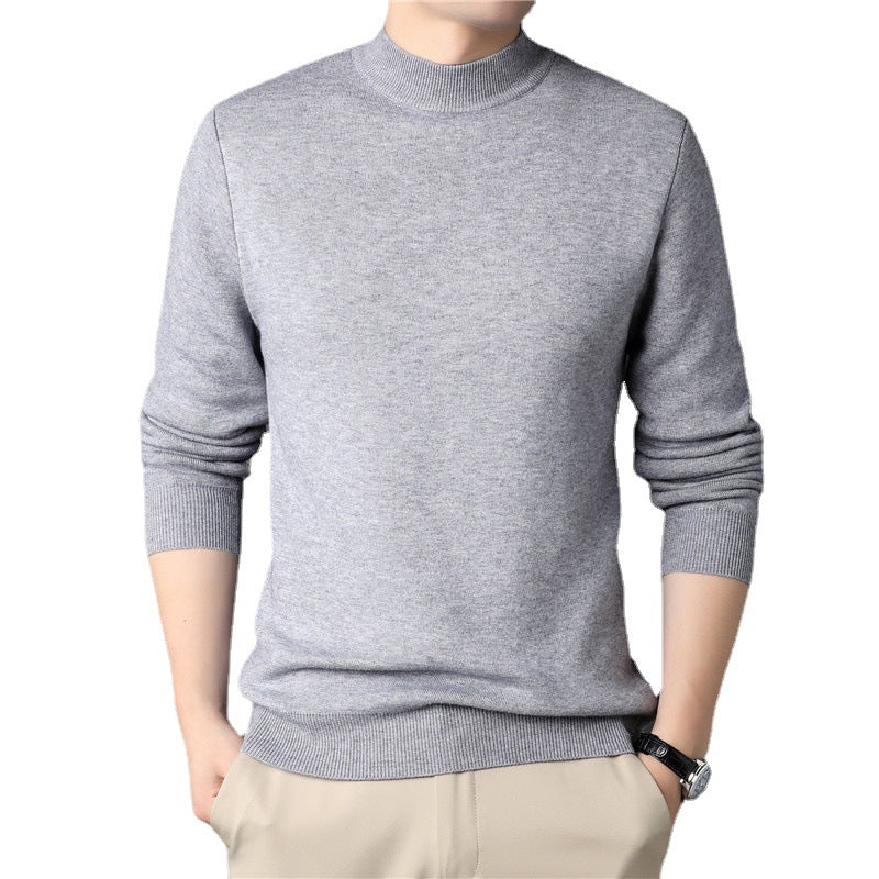 Pure Color Half Collar Men's Slim Fit Sweater Base Sweater