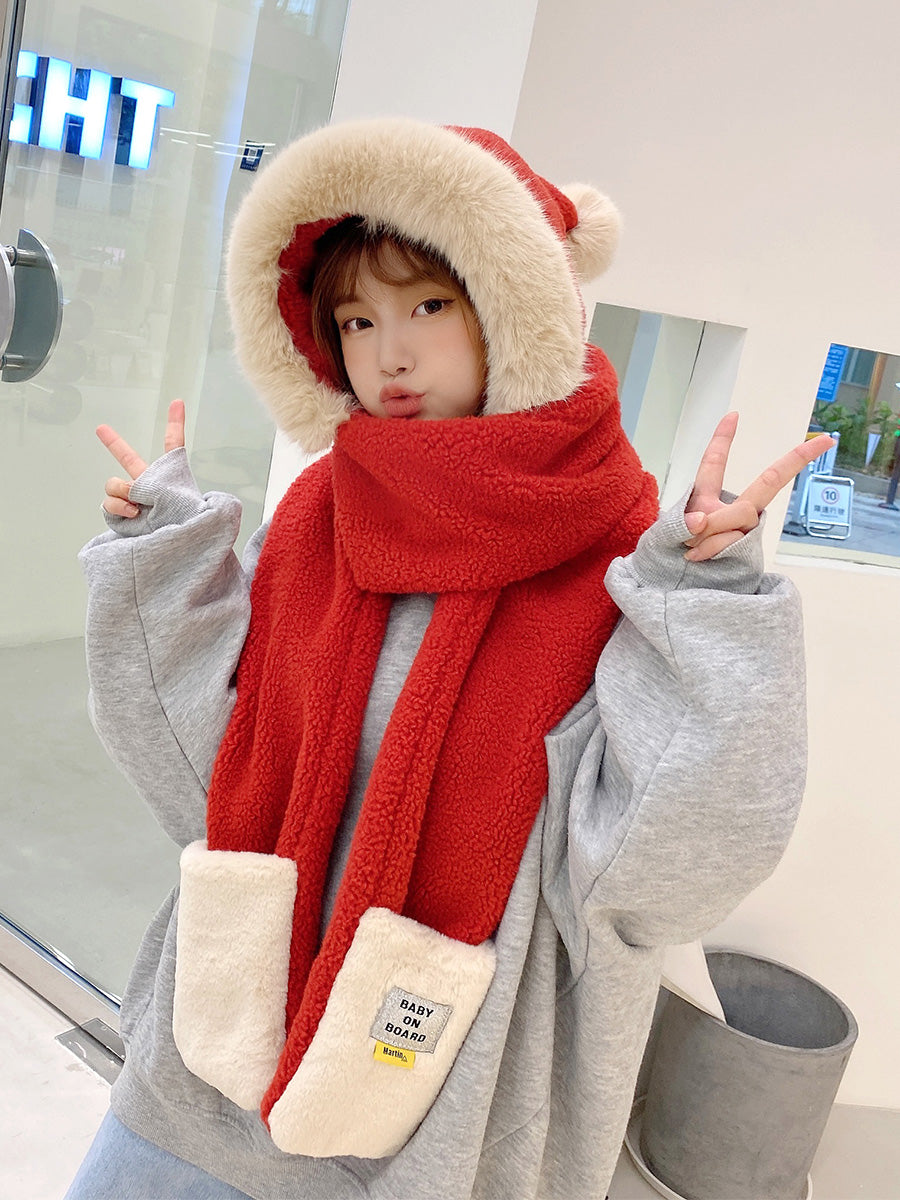 Female Winter Cute Student Double Thickened Scarf Ear Protection