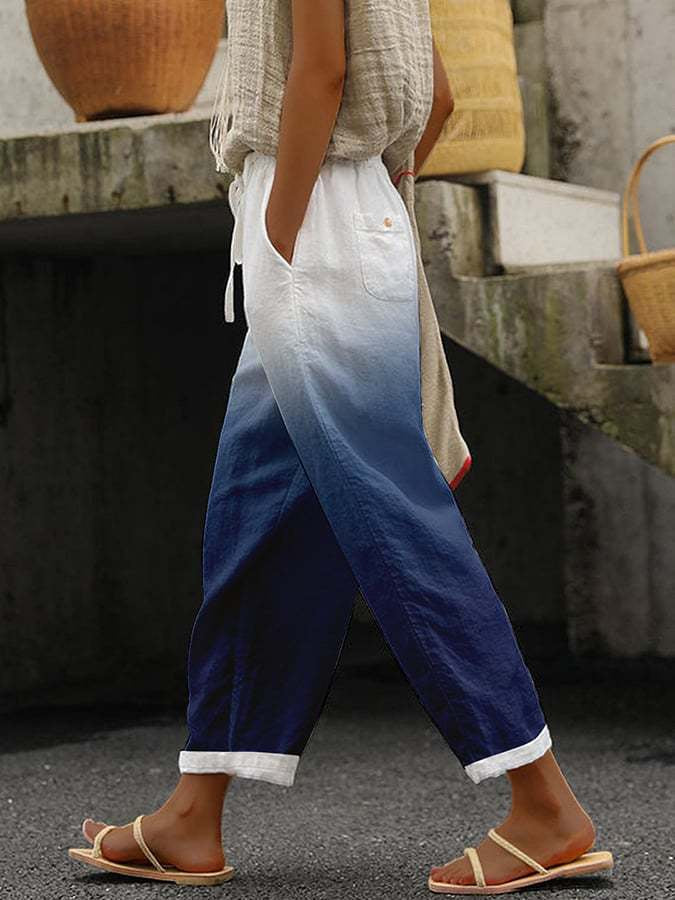 Temperament Leisure 3D Digital Printing Drawstring Trousers