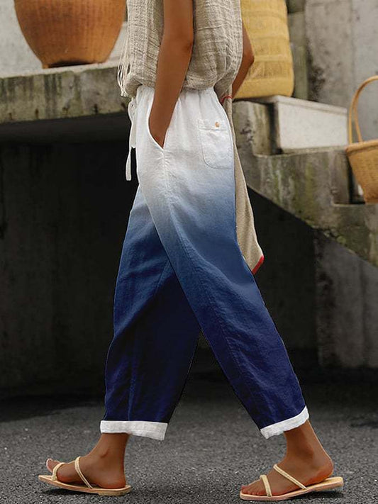 Temperament Leisure 3D Digital Printing Drawstring Trousers