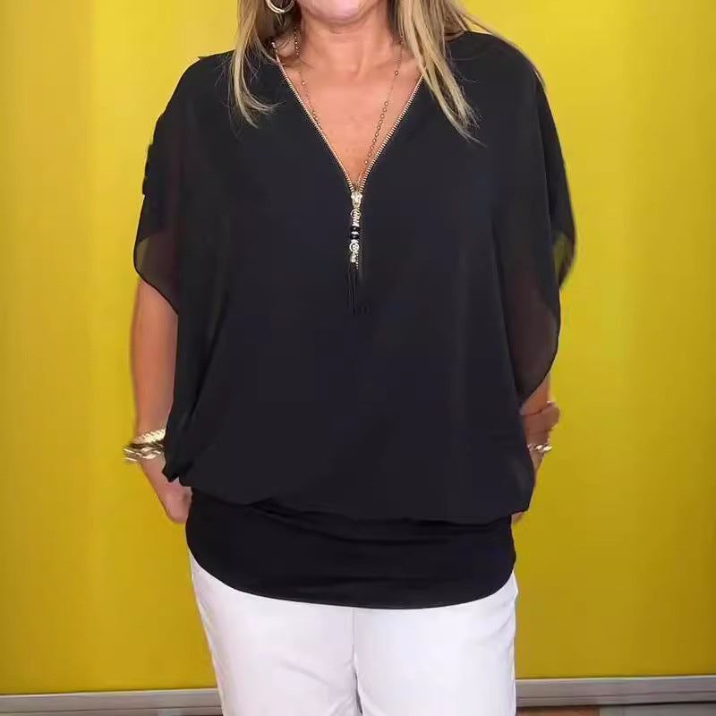 Commute Style Bat Sleeve Loose Casual Top