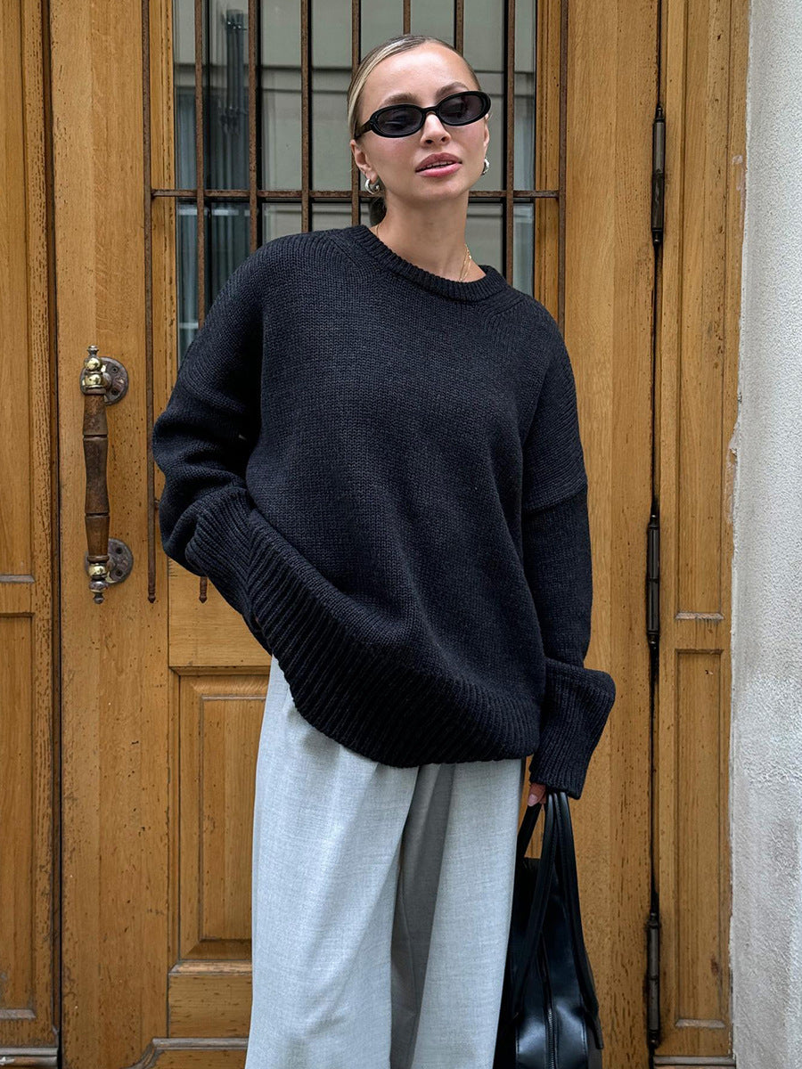 Women's All-match Casual Knitted Round Neck Sweater