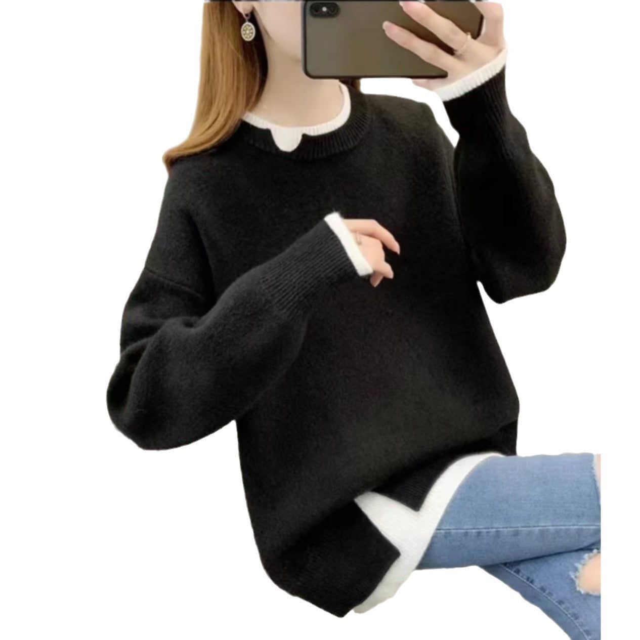 All-matching Loose Knitted Pullover Top