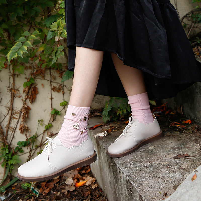 Handmade Pearl Pile Socks Combed Cotton