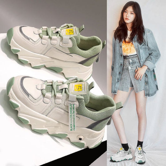 Daddy sneakers til damer, alsidige, sportslige, med tyk sål
