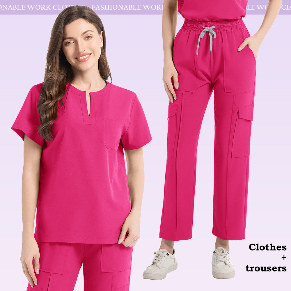 New V-neck Two-piece Medical Work Uniform