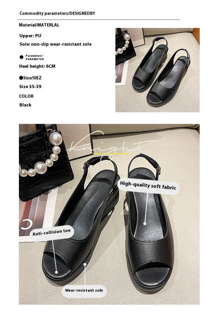 Women's Fashion Wedge Buckle Height Increasing Sandals