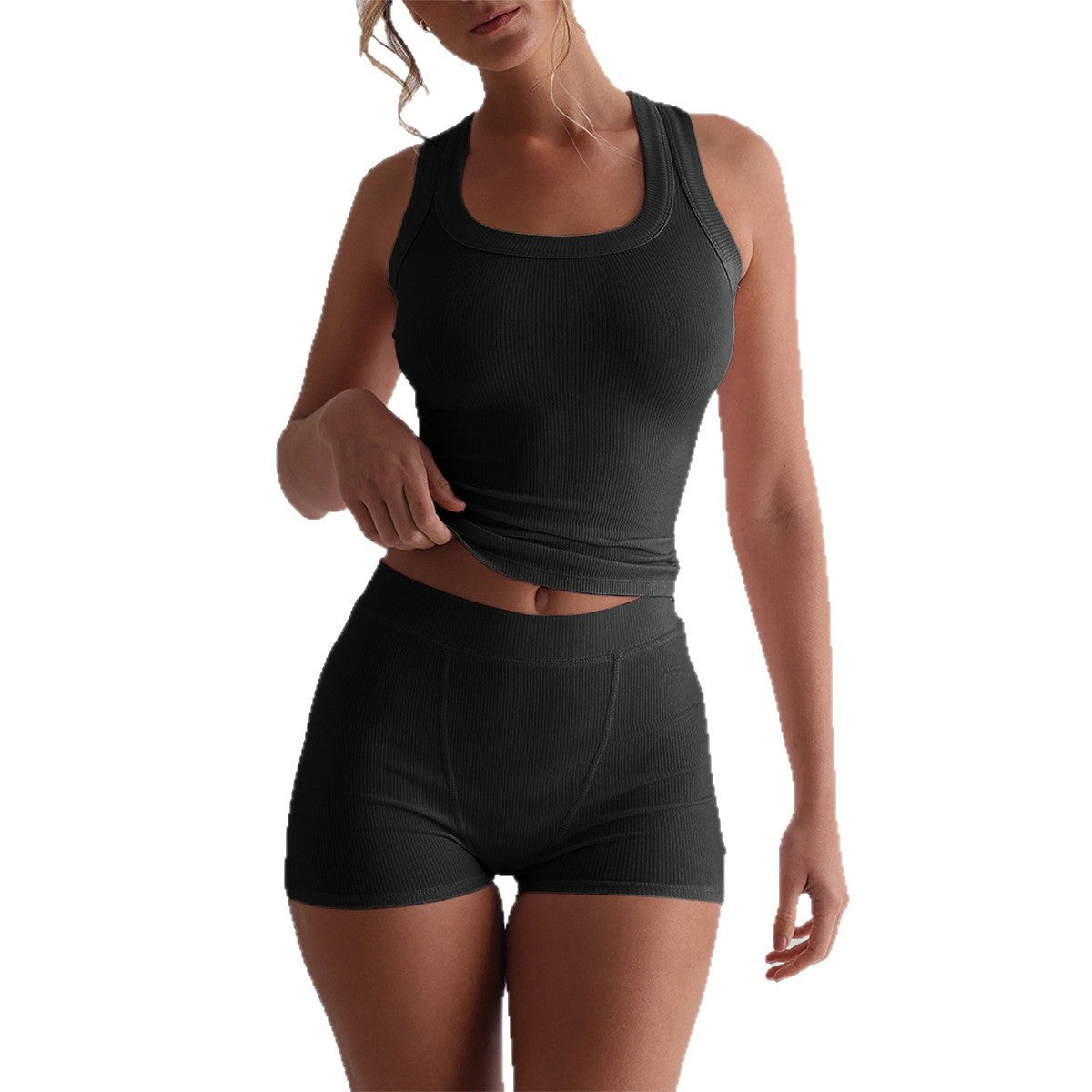 Athletic Yoga-Style Camisole And Summer Shorts Set