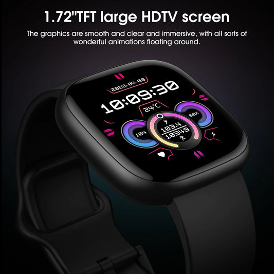 2025 Women'S Smartwatch, 1.72 Inch, Sports Tracker for Men and Women, Answer / Make Calls / Multiple Sports Modes / Information Reminders, Ip67 Waterproof Fitness Tracker for Android(Black)