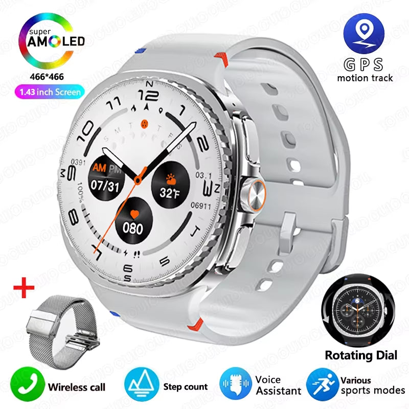 2025 Smart Watch 8 Ultra Classic GPS Compass Bluetooth Call AMOLED IP68 Waterproof Heart Rate Monitoring Upgraded Smart Watch