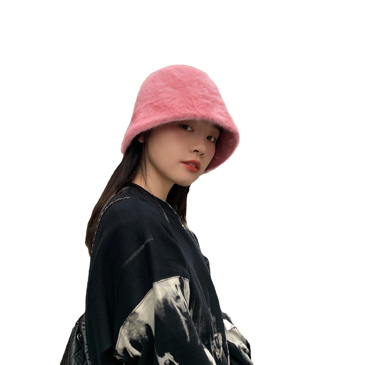 Japanese-style Retro All-match Face-covering Rabbit Fur Bucket Hat