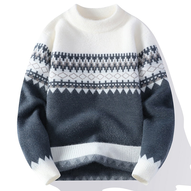 Mode Jacquard Strikket Pullover Til Mænd