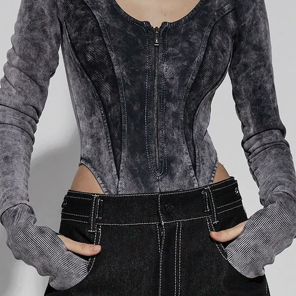 Retro Washed And Worn Jumpsuit American Hot Girl