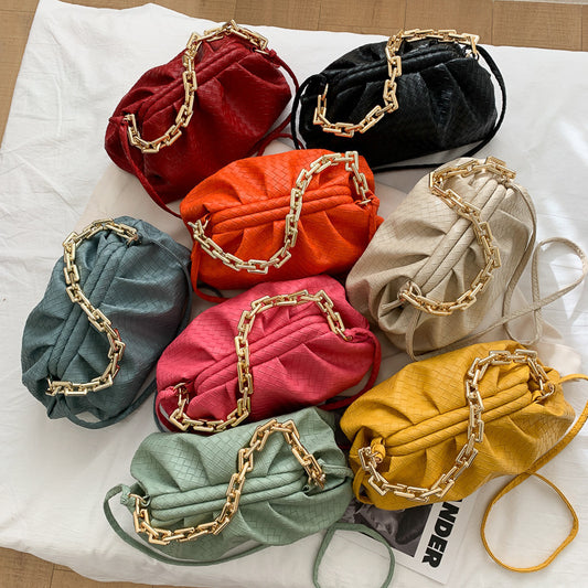 Fashion Fold Simple Chain Cloud Messenger Shoulder Bag