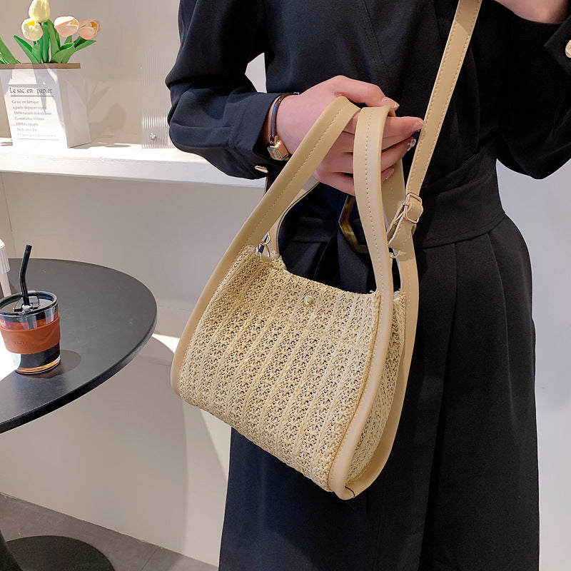 Color Contrast Simple Casual Braided Single Shoulder Cross-body Bag For Women