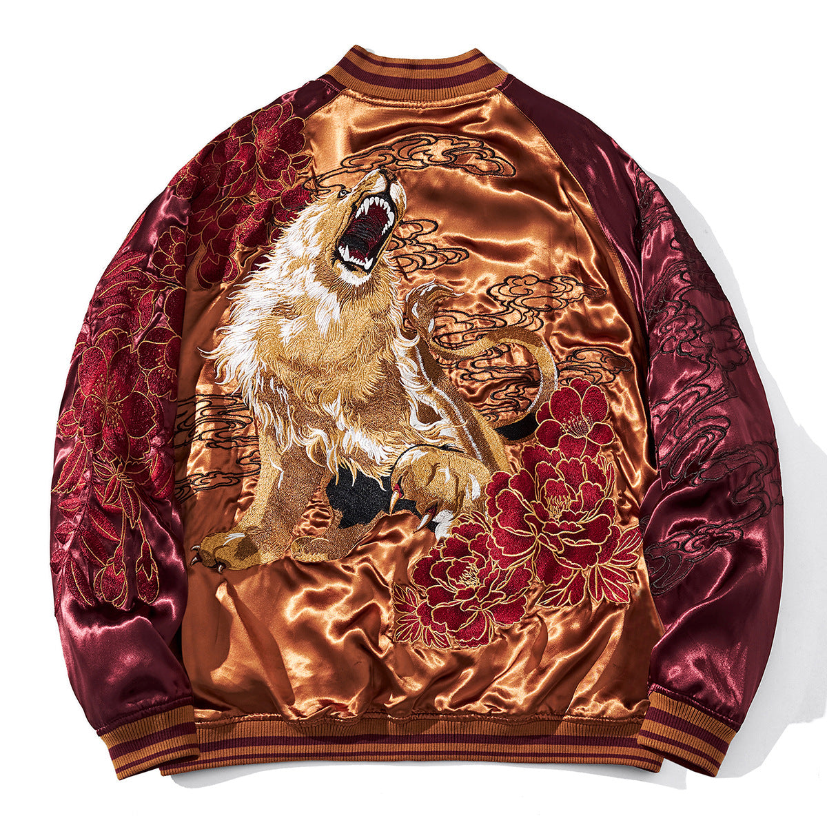Mens Loose Fit Polyester Embroidered Chinese Style Jacket