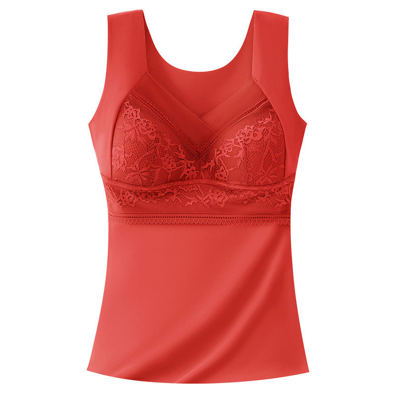 New Thermal Vest Female Heating Double-sided Brushed Plush Fixed Cup