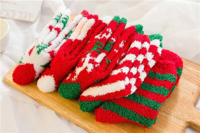 Elk Elderly Half Fleece Adult Christmas Socks