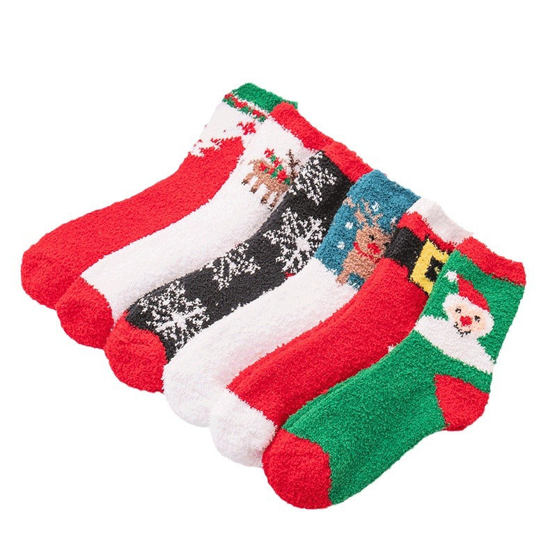 Winter Christmas Stockings Women's Thickened Bow Long Tube Fleece-lined
