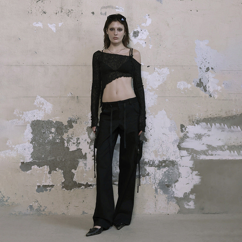 Sexet Off-shoulder Asymmetrisk Cropped Top til Kvinder