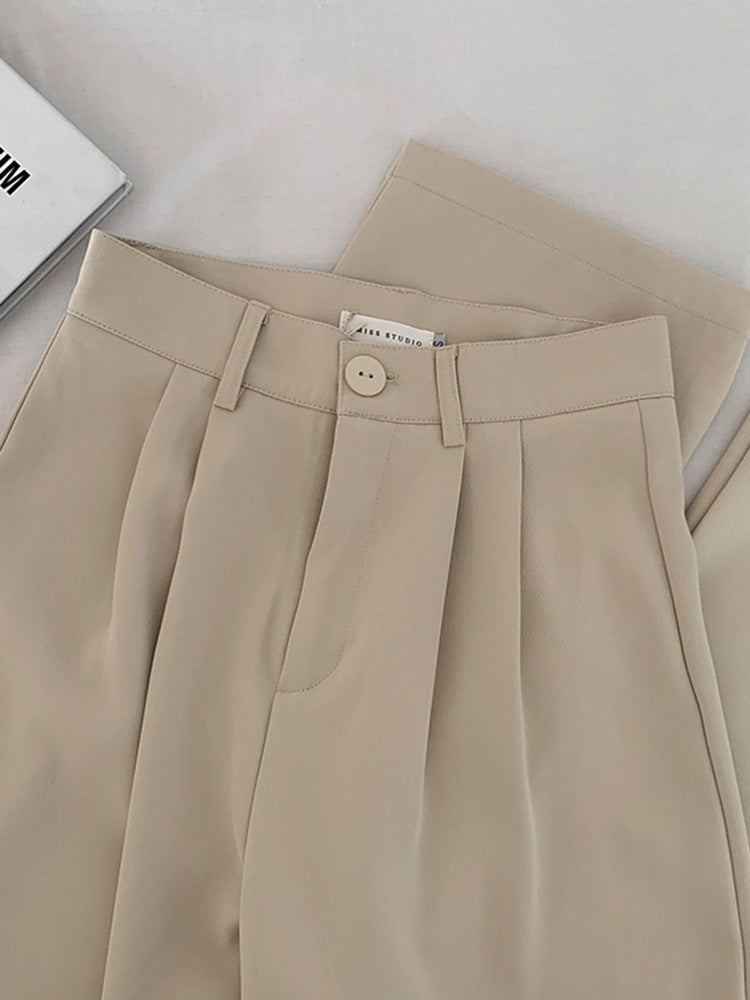 New Loose Straight Wide-leg High Waist Drooping Casual Mopping Texture Pants