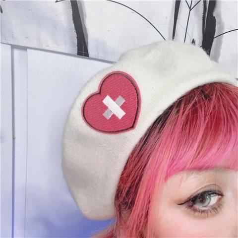 Love Cross Embroidery Beret Soft Girl