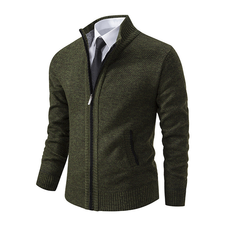 Autumn And Winter Warm Men's Casual Cardigan Stand-up Collar Sweater Coat Fashion