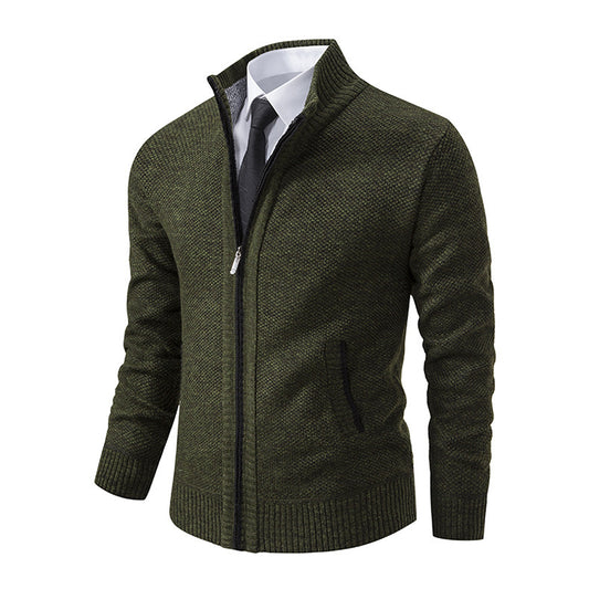 Autumn And Winter Warm Men's Casual Cardigan Stand-up Collar Sweater Coat Fashion