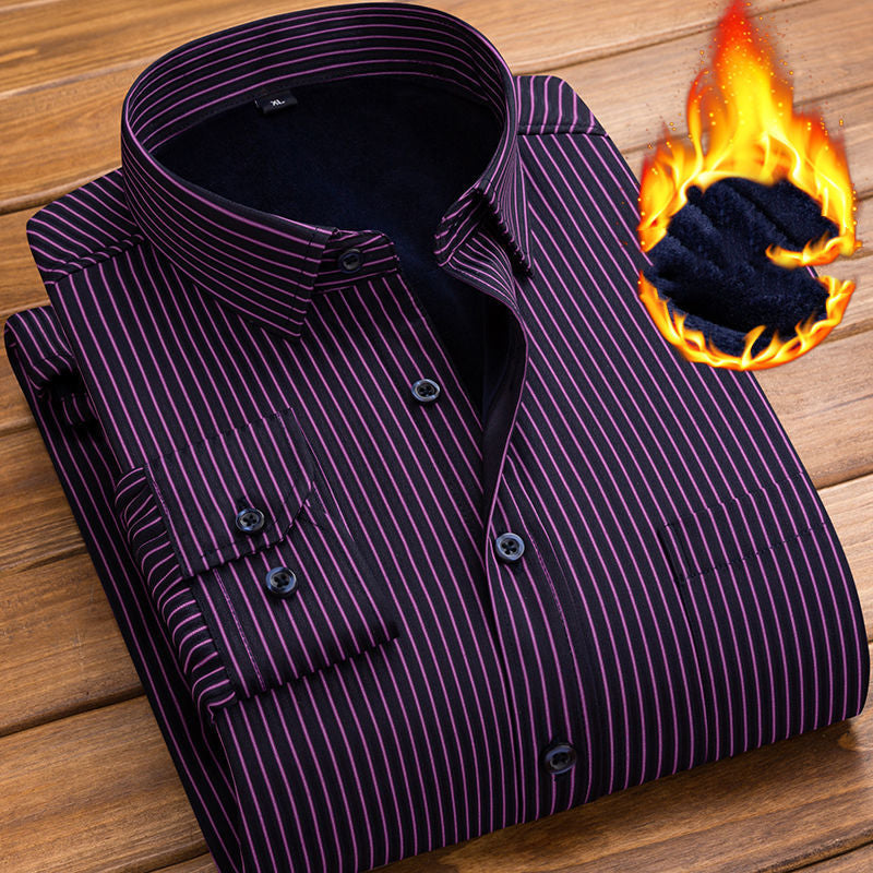 Men's Warm Shirt Plus Velvet Padded Long Sleeves