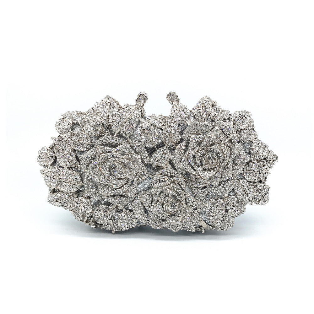 Lingkong Rose Diamond Dinner Bag Metal Hard Box