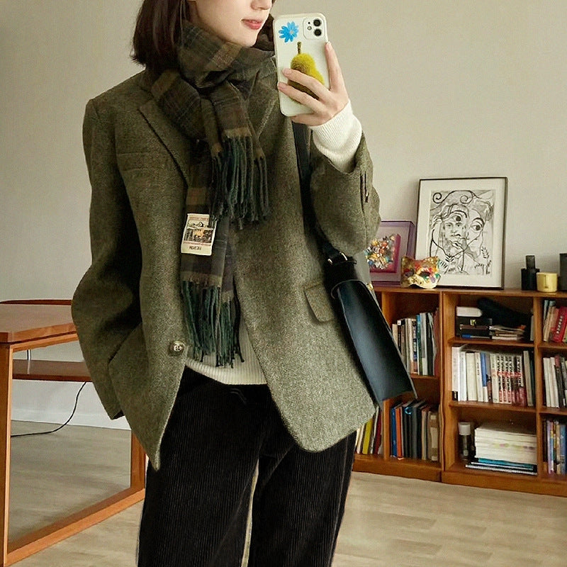 Women's Retro Tweed Herringbone Blazer